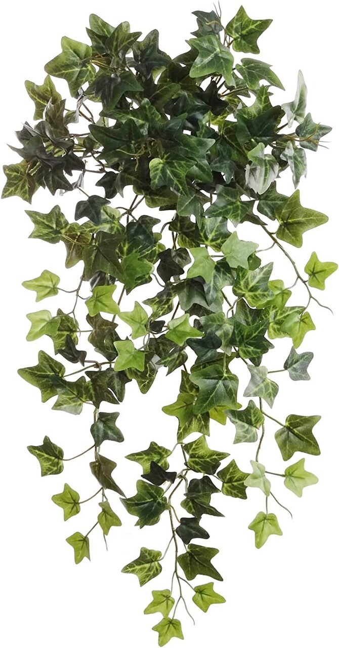 19" Artificial English Ivy Hanging Bush — Lifelike Silk Leaves, UV-Safe Faux Greenery for Patios, Shelves & Hanging Baskets | Floral Home
